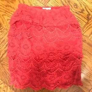 Red lace skirt